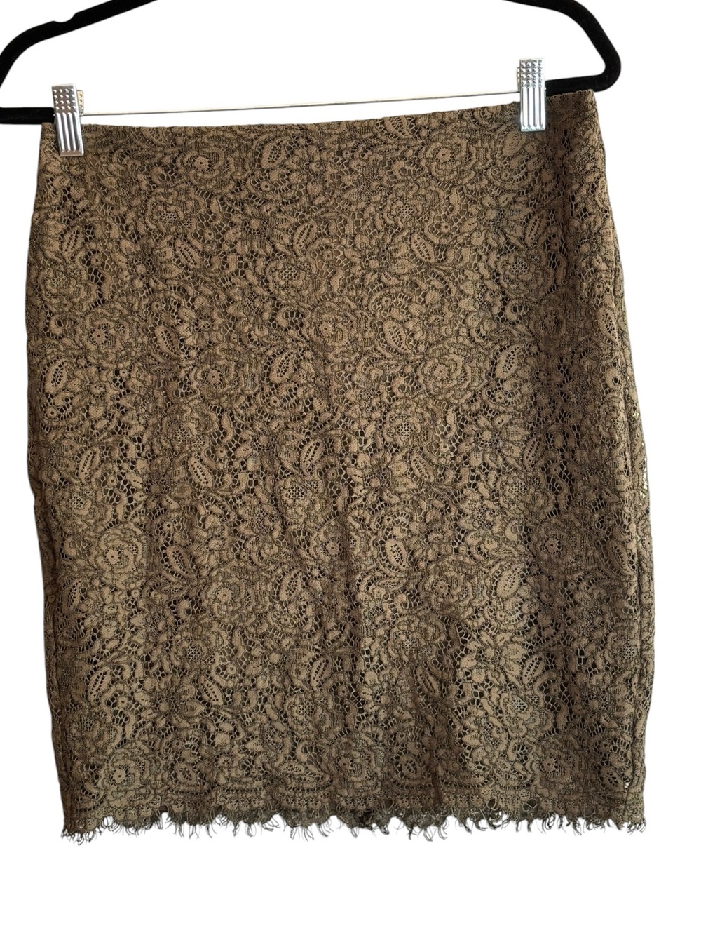 Banana Republic Lace Pencil Skirt Size 6 Brown Eyelash Hem Lined